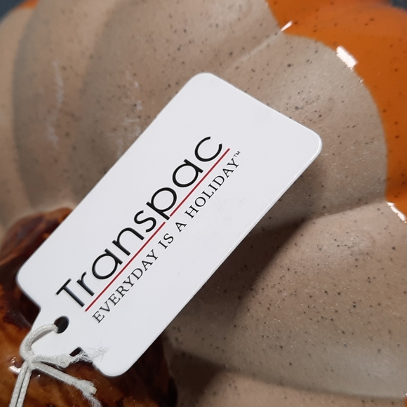 Ceramic Pumpkin Figure Tabletop Decor Fall Harvest Half Glazed Orange Nat… - Picture 6 of 6